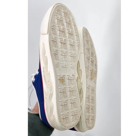 Sandro Paris Anouk Canvas Colorblock Flame Sole Sneakers Size 40 US 8 - Picture 6 of 9